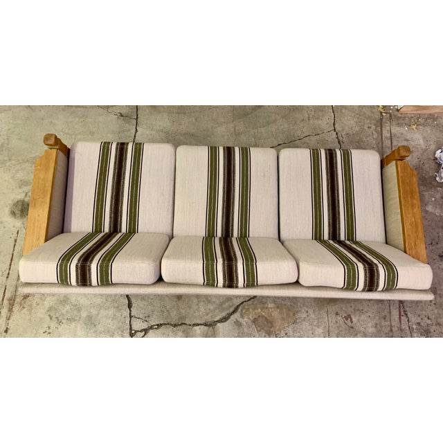 1960s Danish Modern Henning Kjaernulf Style Oak Framed Sofa For Sale - Image 9 of 9