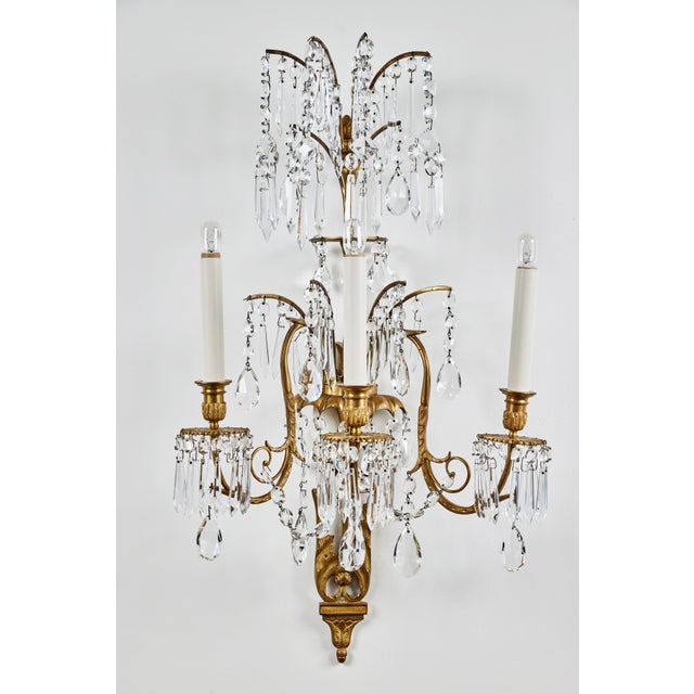 Traditional 1930s Cut Crystal Wall Sconces - A Pair For Sale - Image 3 of 10