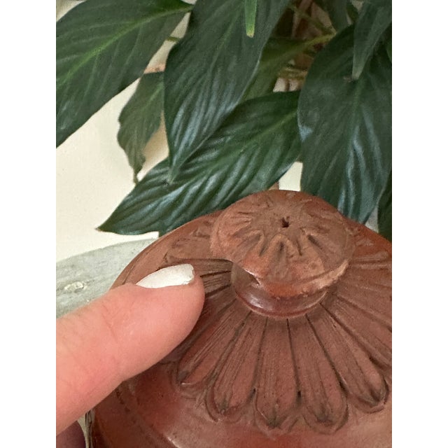 Mediterranean 19th C Ottoman Terracotta Lidded Cup - Antique Islamic Redware Tobacco Jar Spice Pot For Sale - Image 3 of 7