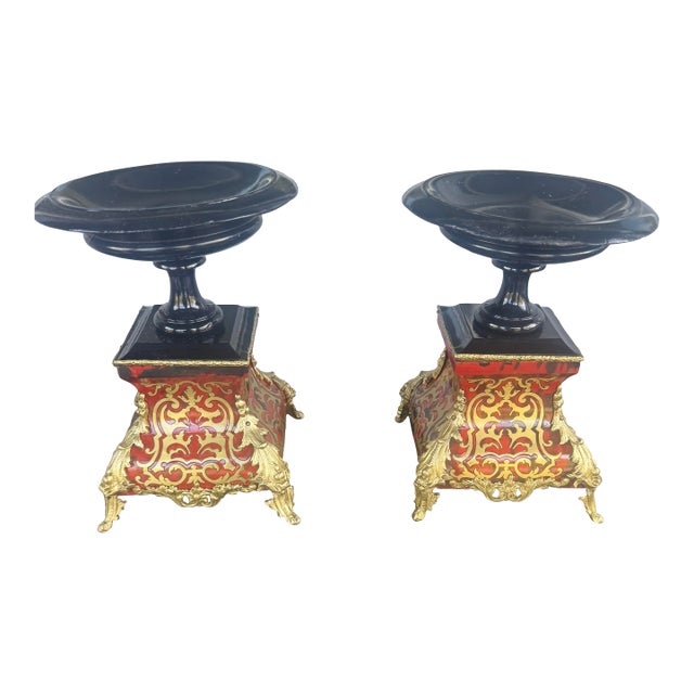 Pair of Cassolettes Boulle Tortoiseshell Style Napoleon III Circa 1850 For Sale