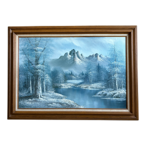 Antonio Tano Original Winter Landscape Oil Painting (43” X 31”) Vintage