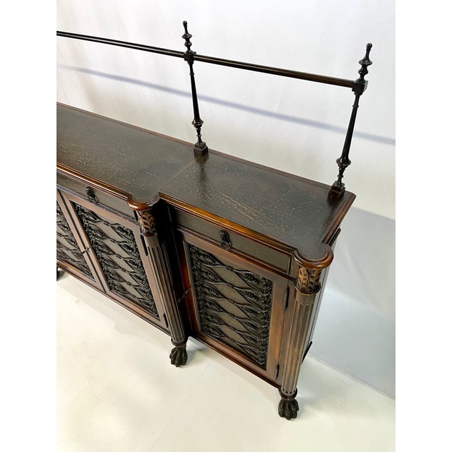 Theodore Alexander Attributed Regency Revival Leather-Top Sideboard With Gallery For Sale - Image 9 of 17