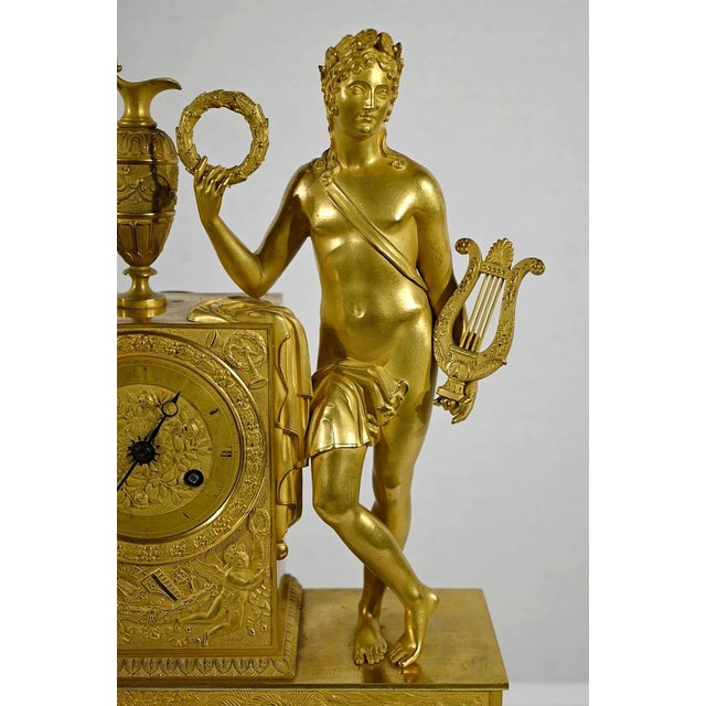 Empire Golden Bronze Clock from Leroy Palais Royal, Early 19th Century For Sale - Image 6 of 18