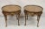 Pair Baker Furniture English Queen Anne Style Burl Walnut Round Side End Tables. Item features a single dovetailed drawer,...