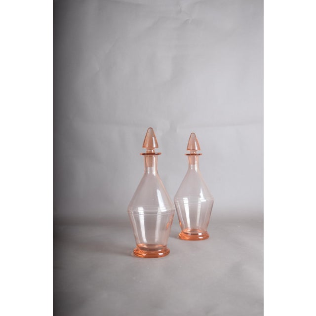 Pink French Pink Glass Carafes with Stoppers, 1960s, Set of 2 For Sale - Image 8 of 11