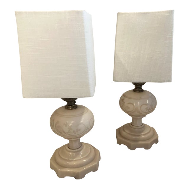Pair of Jefferson Opalescent Glass Lamps From Early 1900s For Sale