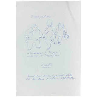 Mino Maccari, Our Grandfathers, 1950s, Pen For Sale
