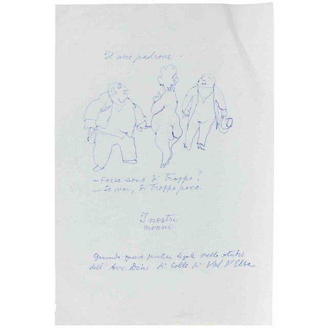 Mino Maccari, Our Grandfathers, 1950s, Pen For Sale