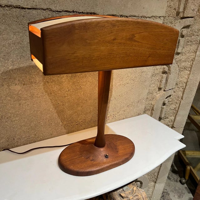 1960s Mid-Century Modern Walnut Desk Lamp With Organic Design For Sale - Image 9 of 11