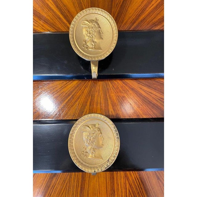 Black Ebonized Wood Coat Rack with Brass Medallions, 1950s For Sale - Image 8 of 13