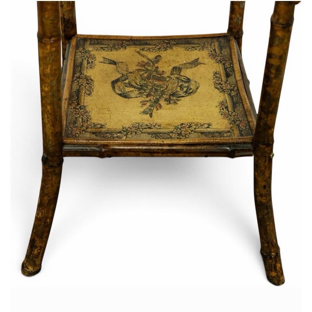 Wood 19th Century English Chinoiserie Accent Table Featuring Tortoiseshell With Decorated Surfaces. For Sale - Image 7 of 8