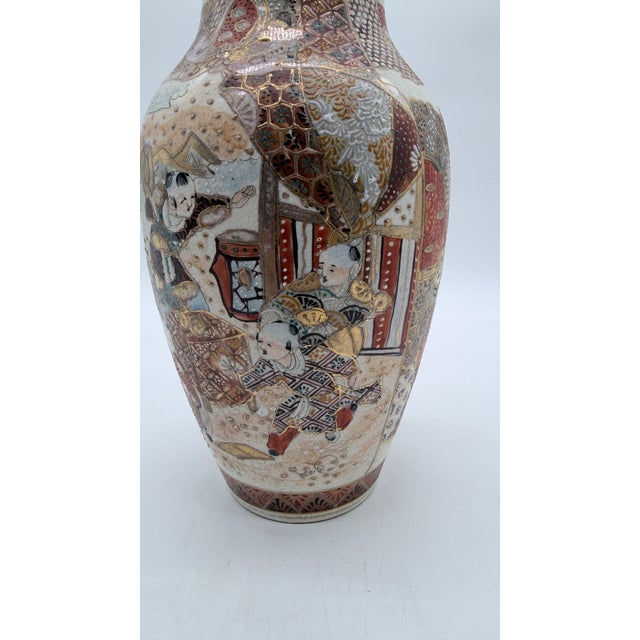 Antique Japanese Satsuma Vase With Figural Panels and Raijin Thunder God, Meiji Period, Circa 1880–1900 For Sale - Image 10 of 15
