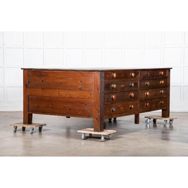 Brown Large 19th Century English Pine Double Sided Work Table, 1890 For Sale - Image 8 of 18