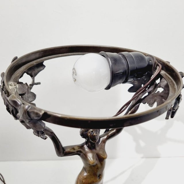 Art Nouveau Bronze and Glass Table Lamp, 1920s For Sale - Image 9 of 17