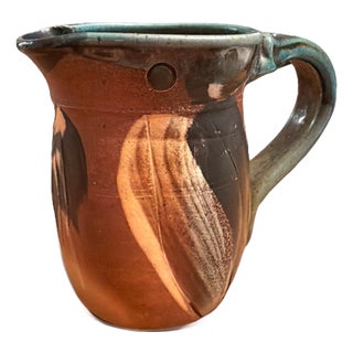 Late 20th Century Signed Lee Segal Small Creamer 5" Studio Pottery Stoneware Shino Glaze For Sale