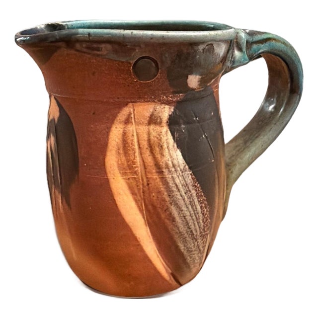 Late 20th Century Signed Lee Segal Small Creamer 5" Studio Pottery Stoneware Shino Glaze For Sale