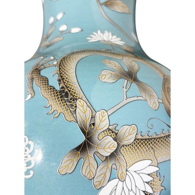 Chinoiserie Famille Rose Style Porcelain Dragon Vase 17" H For Sale - Image 13 of 13