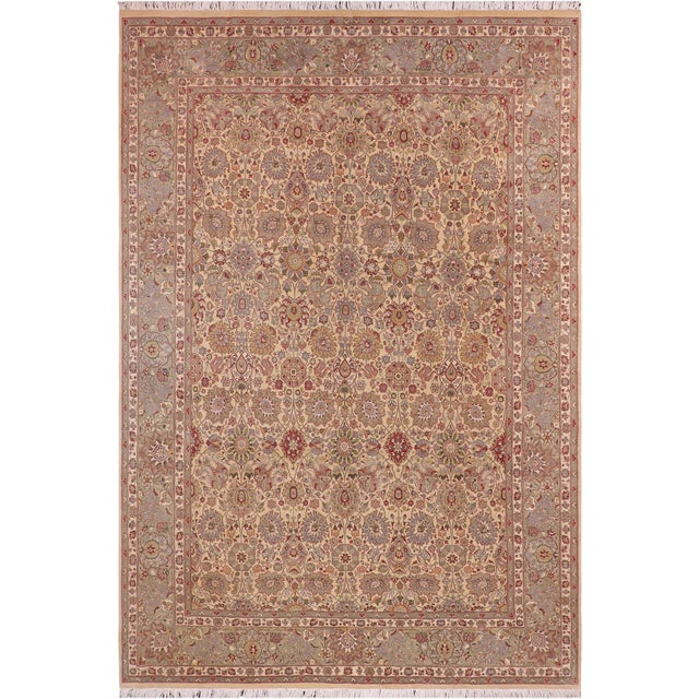 Beautiful Intricate Tabriz Pak-Persian Gold/Green Wool Rug - 9'1'' X 12'5'' For Sale - Image 9 of 9