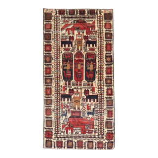 Vintage Persian Pictorial Balouch Rug For Sale