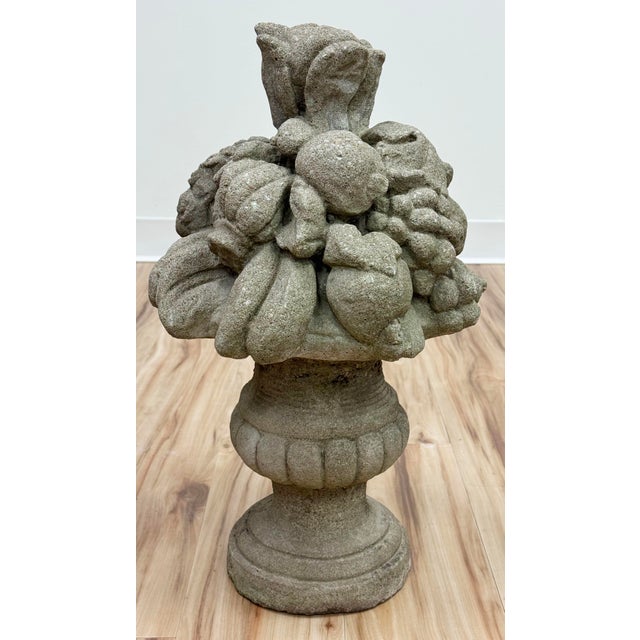 Vintage Concrete Garden Fruit Baskets Statues Urns, a Pair For Sale In Kansas City - Image 6 of 14