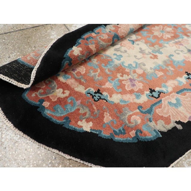 Salmon Galerie Shabab Collection Mid-20th Century Chinese Art Deco Round Oval Accent Rug For Sale - Image 8 of 8