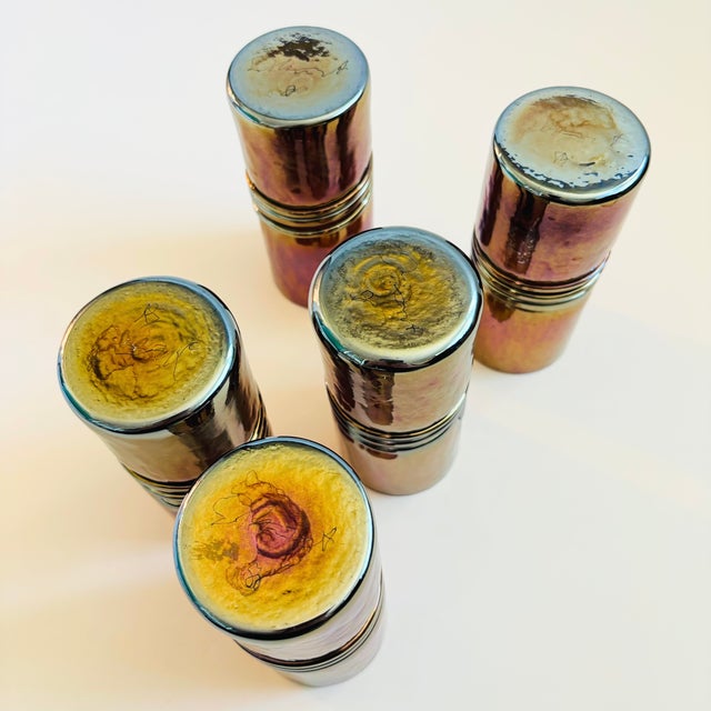 Esteban Prieto Bronze Iridescent Tumblers - Set of 5 For Sale - Image 9 of 11