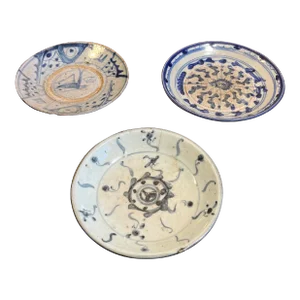Antique 19th Century Chinese Export Porcelain Plates- Set of 3