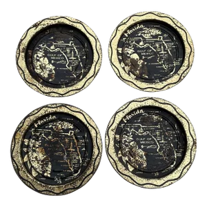 Vintage Mid Century Modern Metal State Coasters- Set of 4