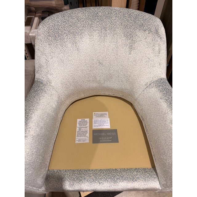 Metal Michael Weiss for Vanguard Light Blue & White Velvet Lounge Chair With Swivel For Sale - Image 7 of 7