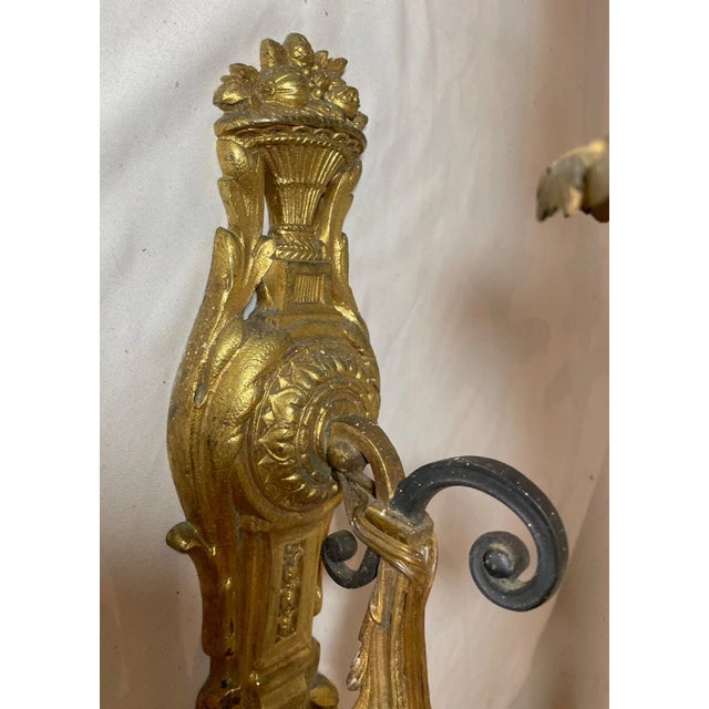 Antique Ornate 19th Century Dore Two Tone Bronze Figural Wall Sconce Fixture For Sale - Image 13 of 14