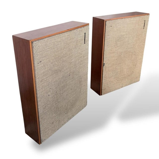 Large Vintage Teak Floor Standing Speakers with Cane Grilles, 1960s, Set of 2 For Sale - Image 6 of 9