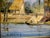 Blue Late 20th Century X Rabous House Boat River and Fishermans Oil on Canvas For Sale - Image 8 of 9