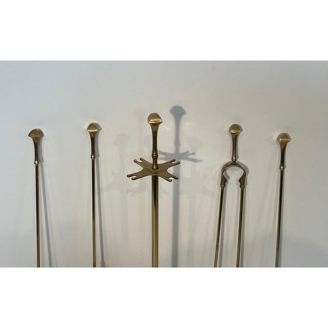 Neoclassical Style Brass Fireplace Tools. French. Circa 1970 For Sale - Image 10 of 12