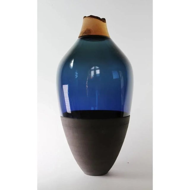 Tsv5 stacking blue vessel by pia wüstenberg unique piece. Handmade in europe. Dimensions: ø 26 x h 65 cm. Materials:...
