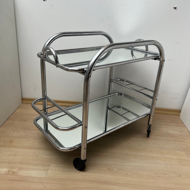 Art Deco Chromed Steel Bar Cart by Robert Mallet-Stevens, France, 1925 For Sale - Image 12 of 18