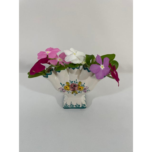 Mid 20th Century Portuguese Petite Majolica Five Finger Tulip Vase Tulipiere For Sale - Image 13 of 17