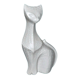 Jonathan Adler Menagerie Cat Sculpture 12" Off-White Ceramic Modern Figurine Art