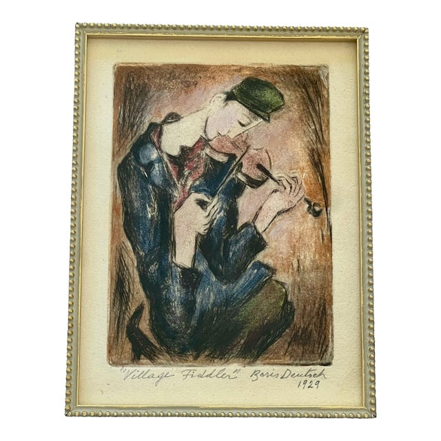 Boris Deutsch (1892 – 1978) Etching Village Fiddler 1929 For Sale
