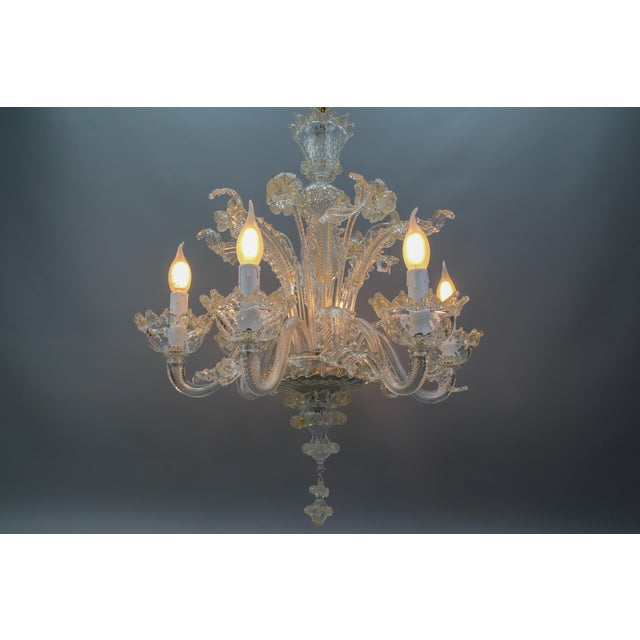 Venetian Murano Glass and Gold Dust Floral Chandelier, Italy, 1950s For Sale - Image 10 of 18