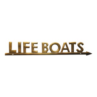 Brass Vintage Nautical Sign "Lifeboats" For Sale