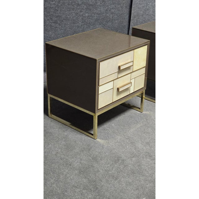 Bedside Table in Walnut and Stone-Effect Glass from Justfurnituress SRL For Sale - Image 6 of 18