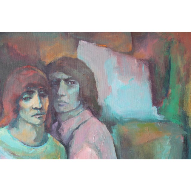 Virginia Artist Reitha Fivel Sedel (1918 - 1991) “Stoned”, Acrylic on Canvas. Featuring moody turquoises and blues, a...