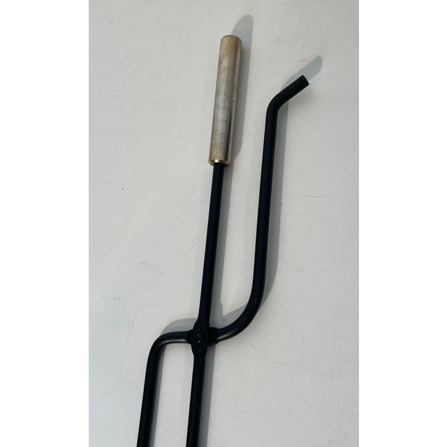 Black lacquered and chrome-plated fireplace tools on stand For Sale - Image 10 of 12
