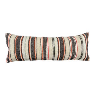 Turkish Hemp Pillow Cushion Natural Beige Black Cushion Cover 14"x40" For Sale