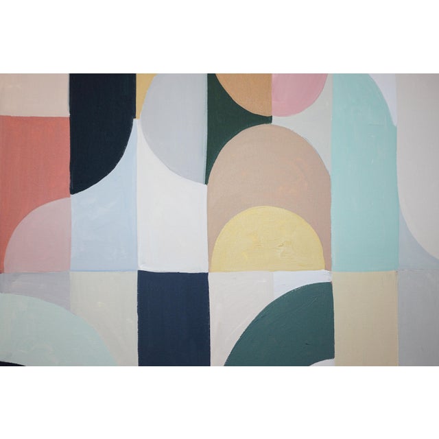 Textile 2026, Art Deco Style, Bauhaus Painting on Canvas, Ivory and Black Transitions, Geometric Grid by Natalia Roman For Sale - Image 7 of 8