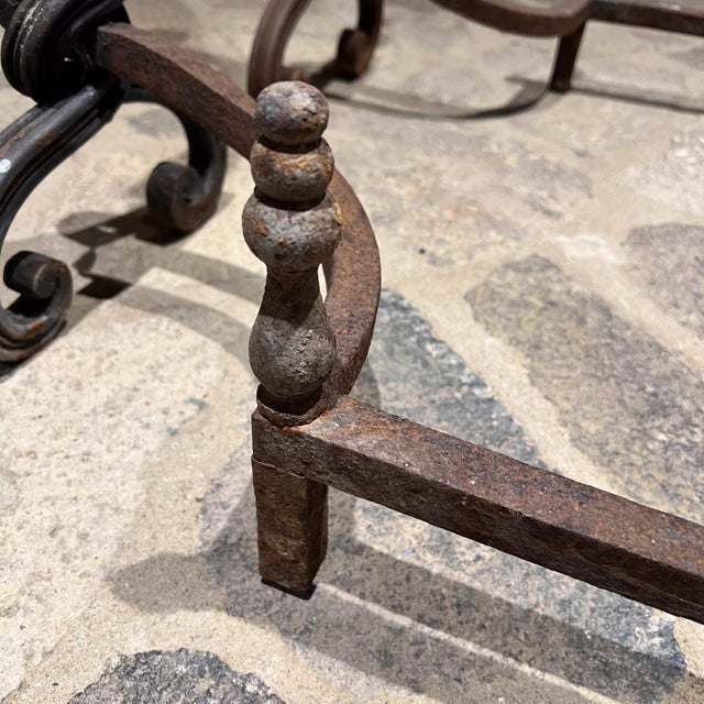 Metal 1950s Sculptural Hand Forged Iron Andirons For Sale - Image 7 of 10