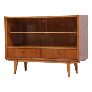 Vintage Sideboard with Glass Sliding Doors, 1960s For Sale