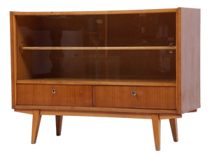 Vintage Sideboard with Glass Sliding Doors, 1960s