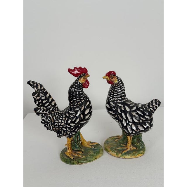 Mid-Century Modern Italian Farmhouse Pottery Chickens, 1960s, Set of 2 For Sale - Image 4 of 14