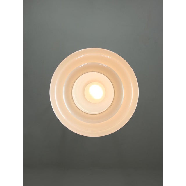 White Mid-Century Italian Brass and Opaline Glass Pendant Lamp For Sale - Image 8 of 17
